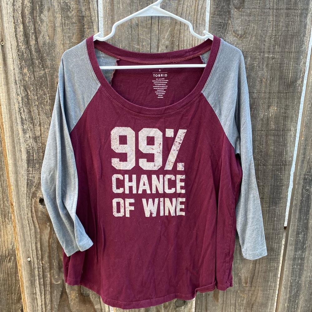 Torrid wine raglan top